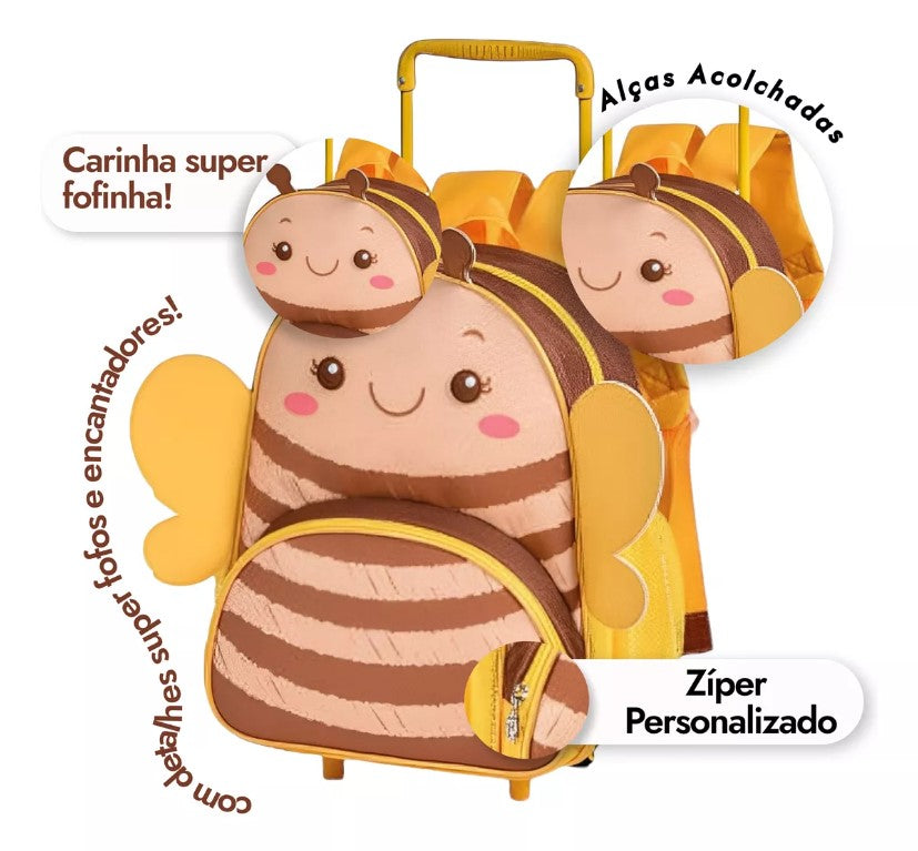 Kit Mochila De Rodinha + Lancheira Infantil Clio Pets Escola