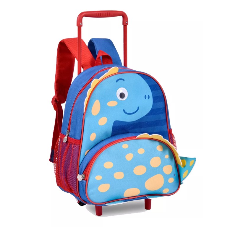 Kit Mochila De Rodinha + Lancheira Infantil Clio Pets Escolar Dino