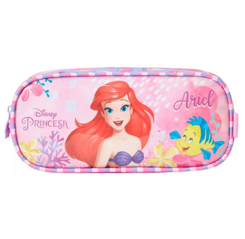 Kit Mochila Com Rodas Escolar 16 Princesa Disney Ariel Rosa