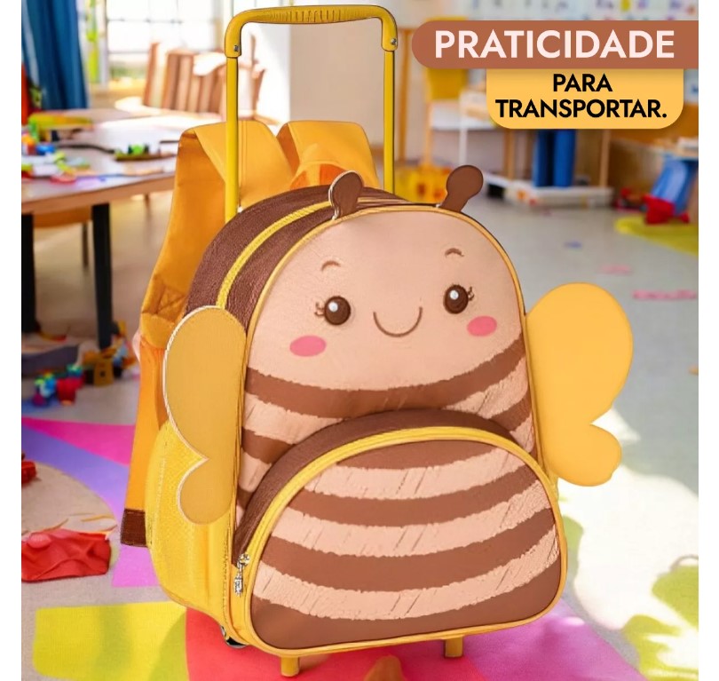 Kit Mochila De Rodinha + Lancheira Infantil Clio Pets Escola