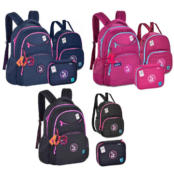 Kit Mochila de Costas Luluca com Lancheira e Estojo LU24635