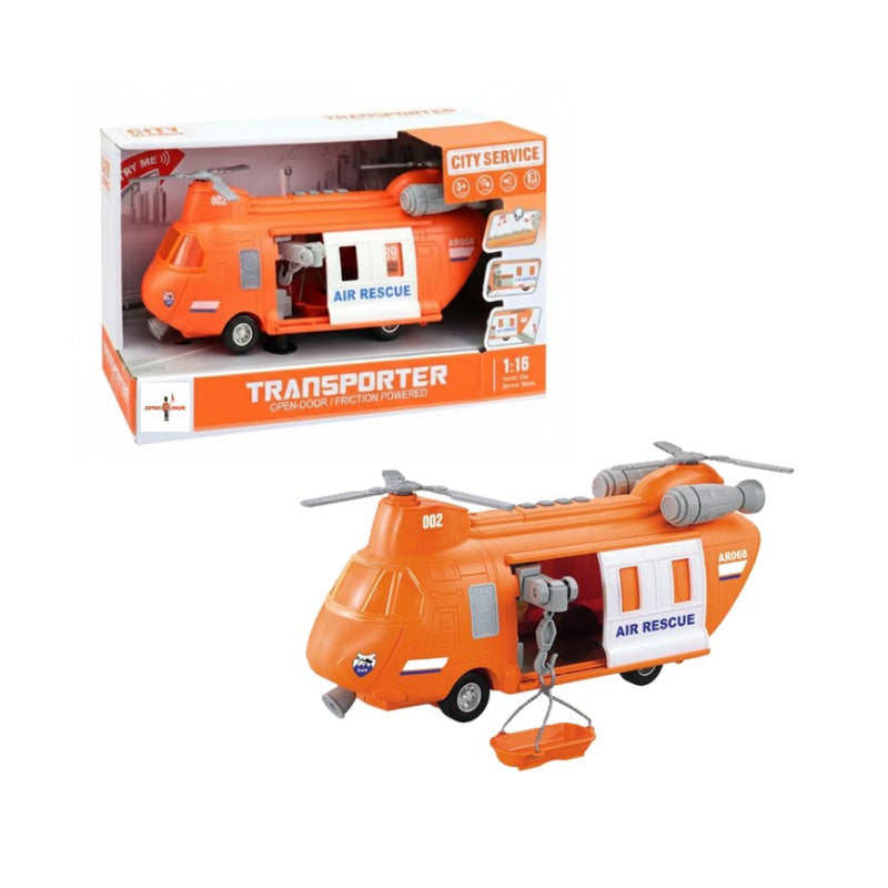 Helicóptero de Resgate Laranja 1:16 com Gancho Luz e Som - Brink Center