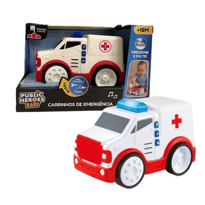 Carrinho Ambulância com Luz e Som - Shiny Toys