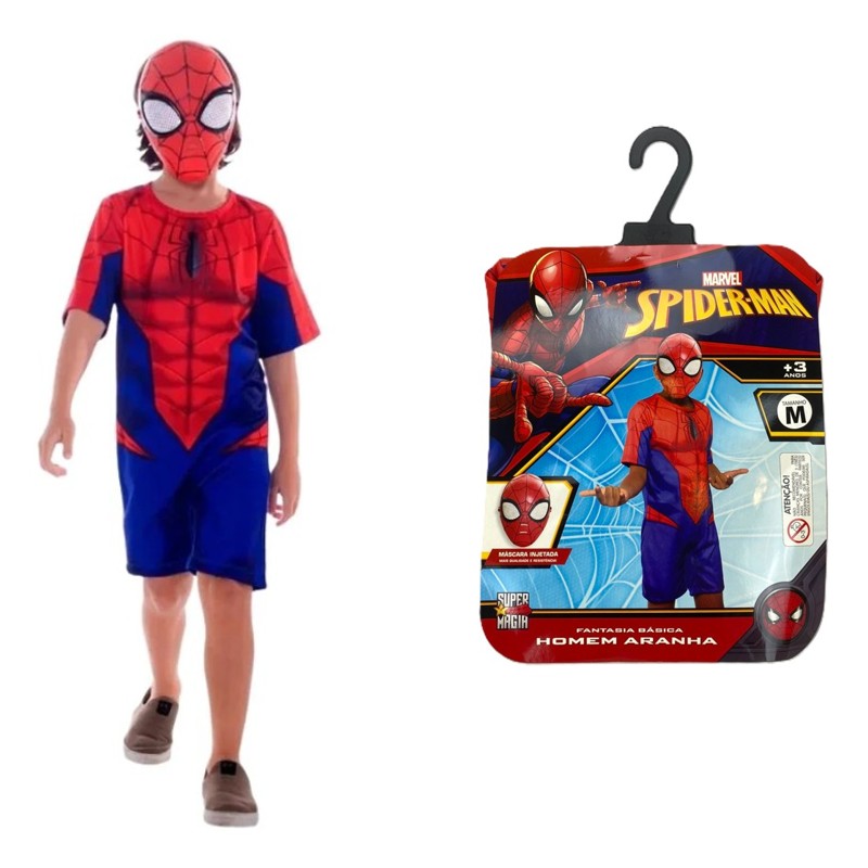 Fantasia Homem Aranha com Máscara Tamanho M - Novabrink
