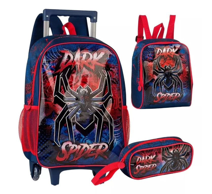 Kit Mochila Escolar Infantil + Lancheira + Estojo Aranha