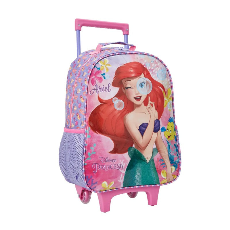 Mochila Com Rodas Escolar 16 Princesa Disney Ariel Rosa