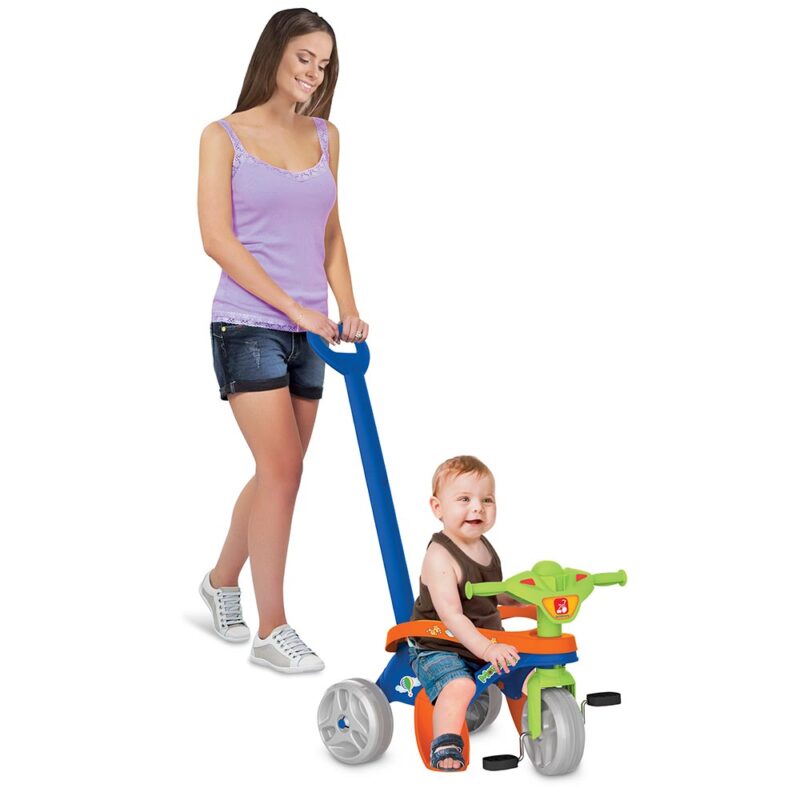 Triciclo Infantil Mototico Passeio e Pedal Azul Bandeirante