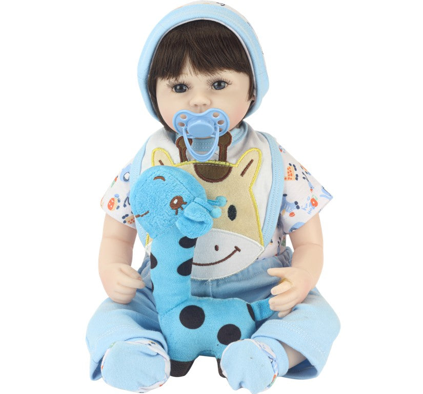 Boneco Bebê Reborn com Babador Girafa e Acessórios Baby Star