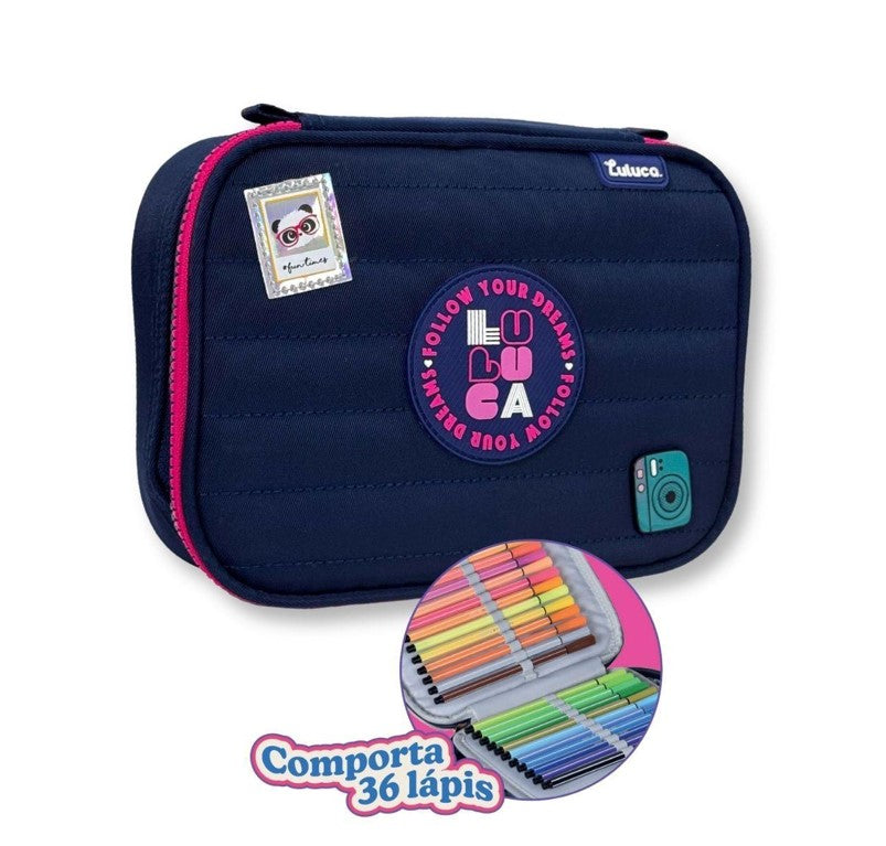 Kit Mochila de Carrinho Luluca Lancheira e Estojo LU24634