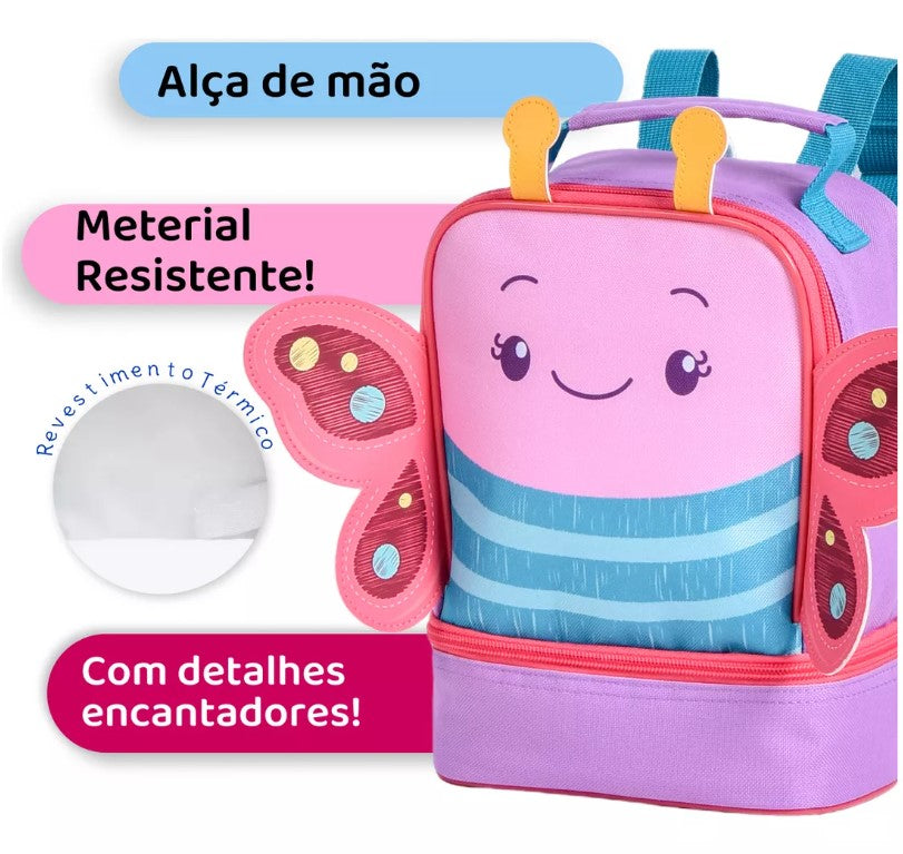 Kit Mochila De Rodinha + Lancheira Infantil Clio Pets Escola