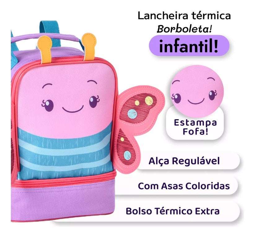 Kit Mochila De Rodinha + Lancheira Infantil Clio Pets Escola