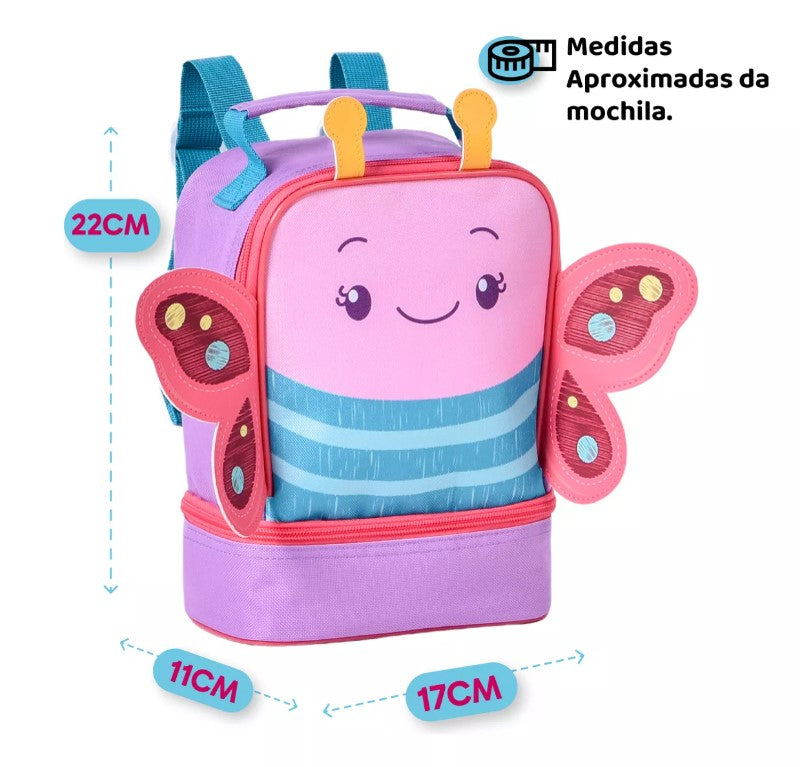 Kit Mochila De Rodinha + Lancheira Infantil Clio Pets Escola