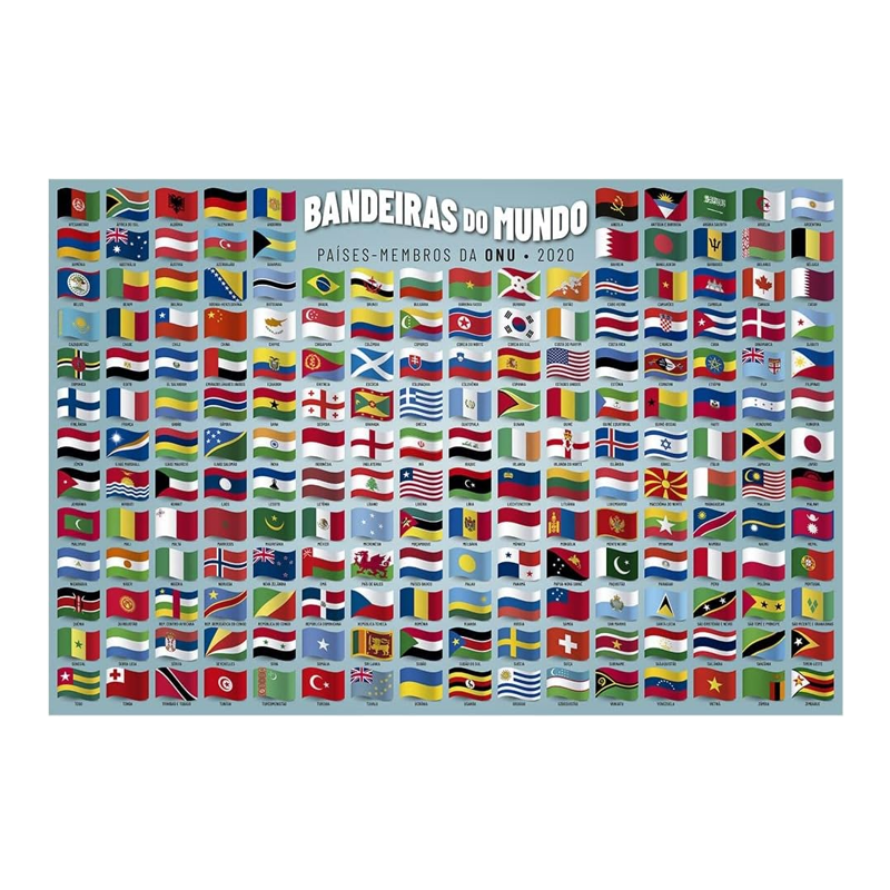 Quebra Cabeça 200 Peças Bandeiras do Mundo - Grow