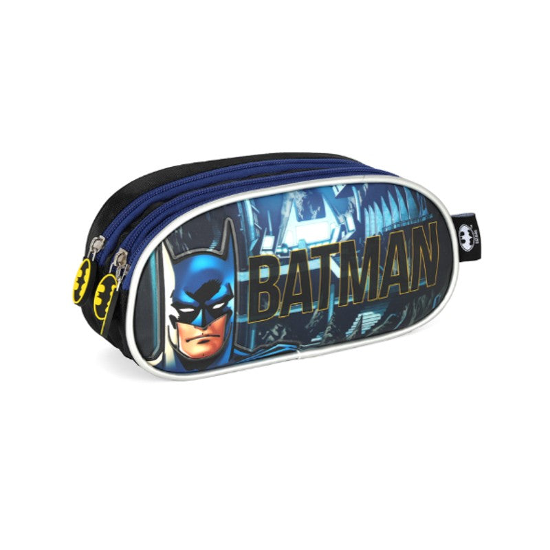 KIT Escolar COMPLETO Batman Luxcel 3 Peças: Mochila de Rodinhas G + Lancheira Térmica + Estojo Organizador