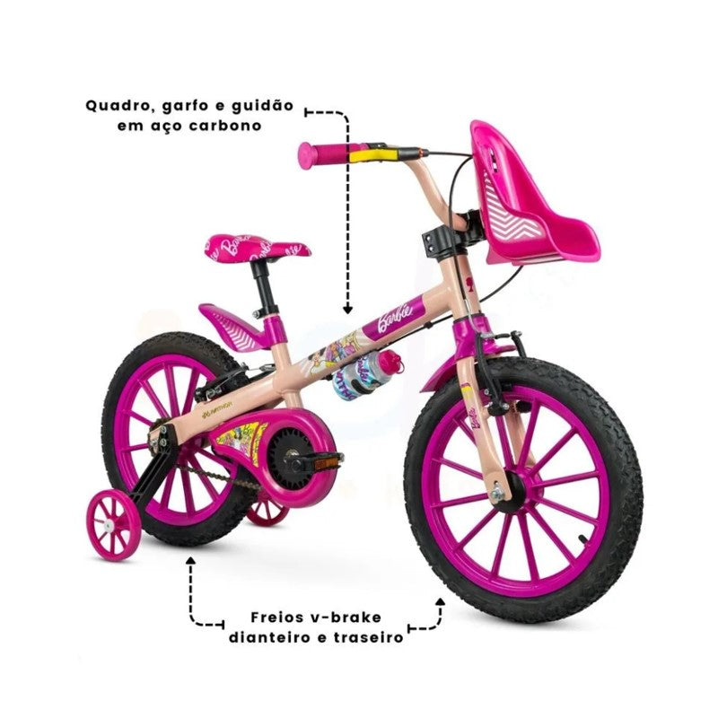 Bicicleta Infantil Barbie Aro 16 - Nathor