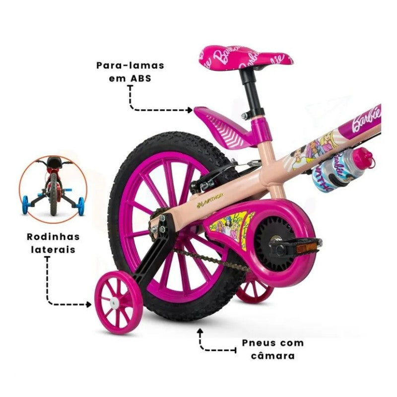 Bicicleta Infantil Barbie Aro 16 - Nathor