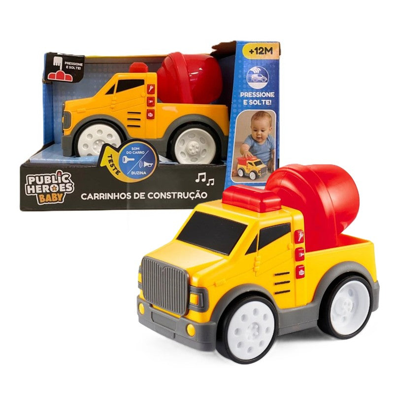 Carrinho de Construção Betoneira Com Luz e Som - Shiny Toys
