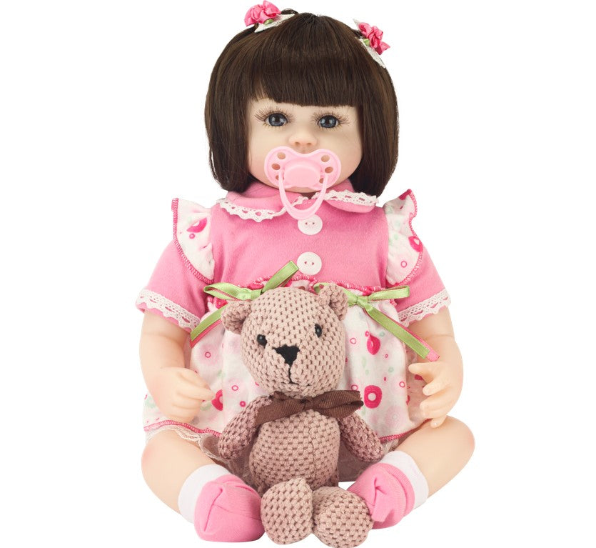 Boneca Bebê Reborn Morena com Vestido de Bolinhas e Acessórios Baby Star