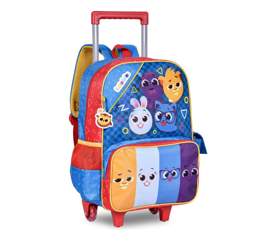 Kit Mochila Rodinhas Bolofofos Escolar Infantil Carrinho