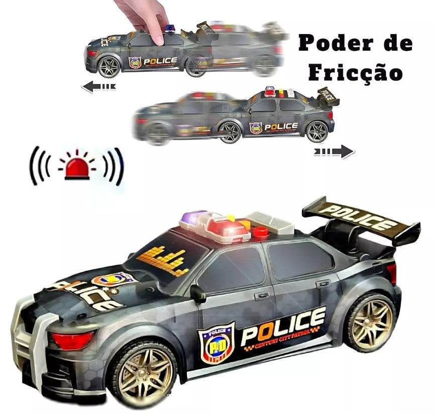 Carrinho de Polícia com Luz e Som Preto - Shiny Toys