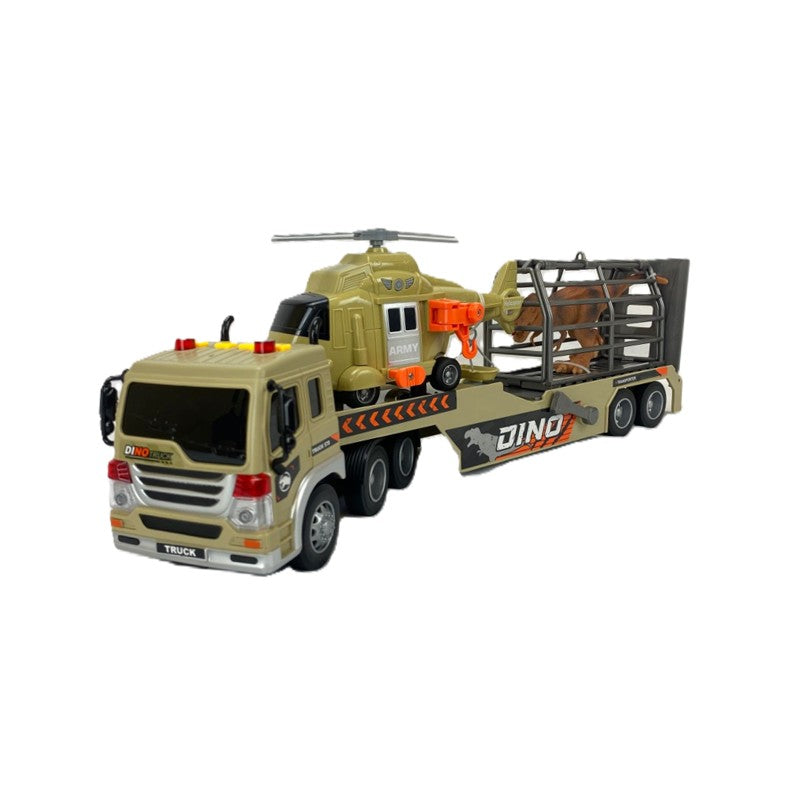 Caminhão Fricção 1:16 com Helicóptero e Dinossauro Luz e Som - Brink Center