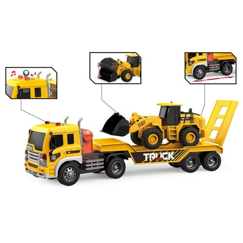 Caminhão Cegonha com Carregadeira 1:16 Luz e Som e Fricção - Brink Center