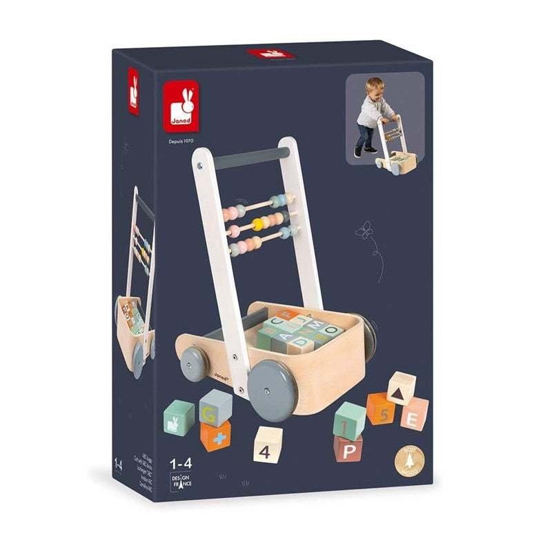 Andador de Empurrar de Madeira ABC Rodas Emborrachadas - Janod