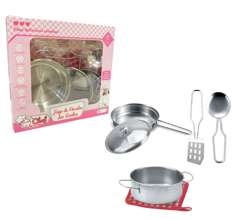 Jogo De Cozinha Infantil Panelinhas Inox 6 Peças - Shiny Toys