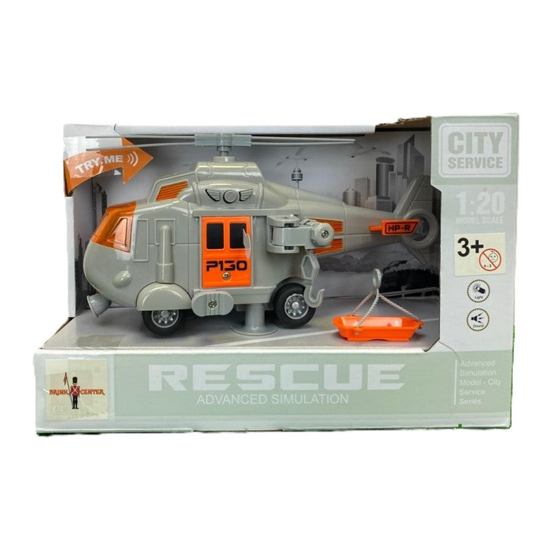 Helicóptero de Resgate Cinza com Fricção Luz e Som - Brink Center