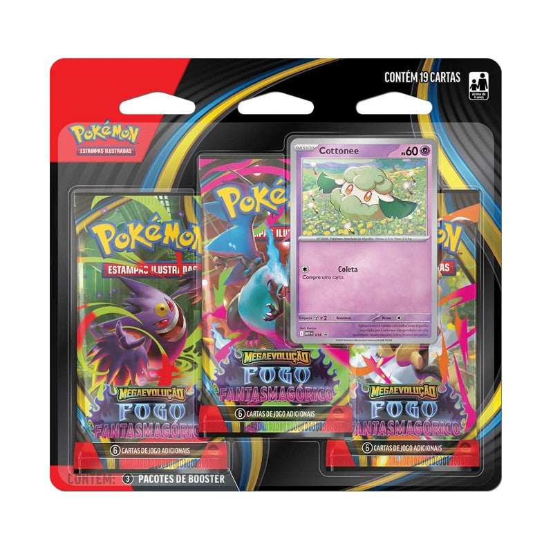 Blister Triplo Pokemon Megaevolução Fogo Fantasmagórico - Copag