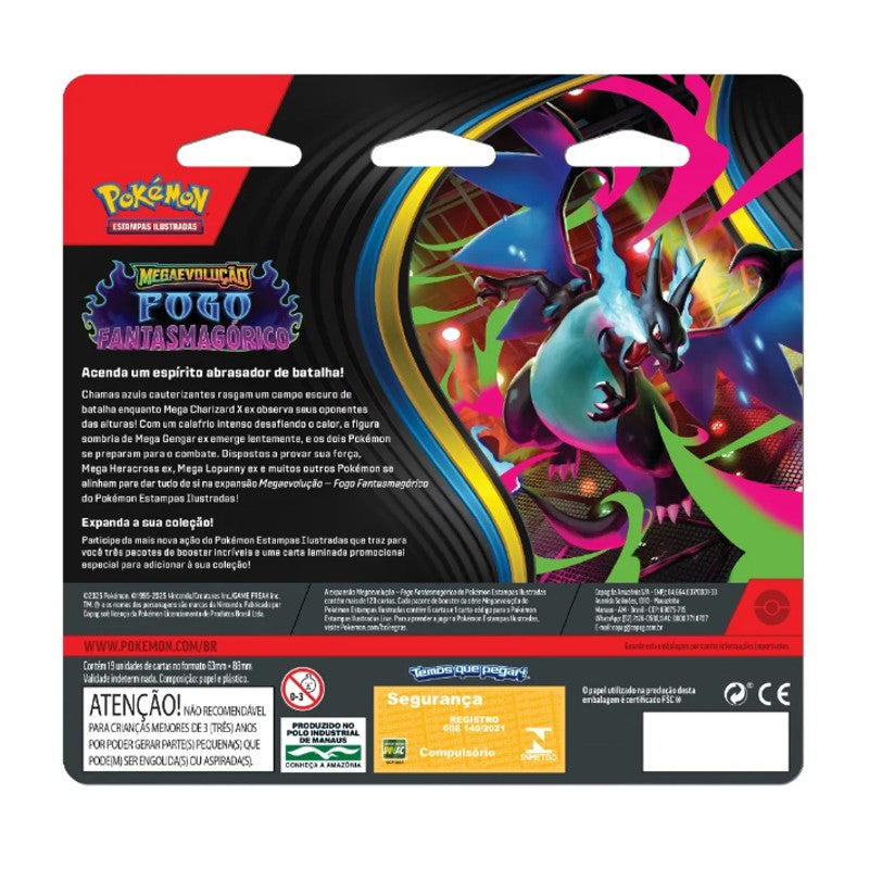 Blister Triplo Pokemon Megaevolução Fogo Fantasmagórico - Copag