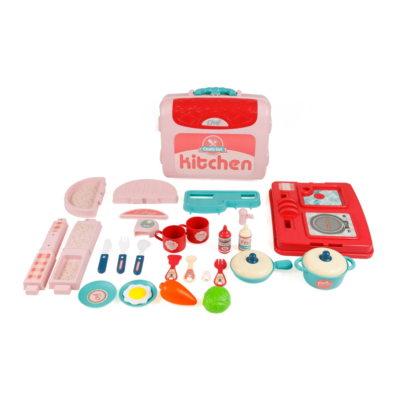 Kit Maleta Cozinha Infantil 3 Em 1 com 30 Peças - Shiny toys