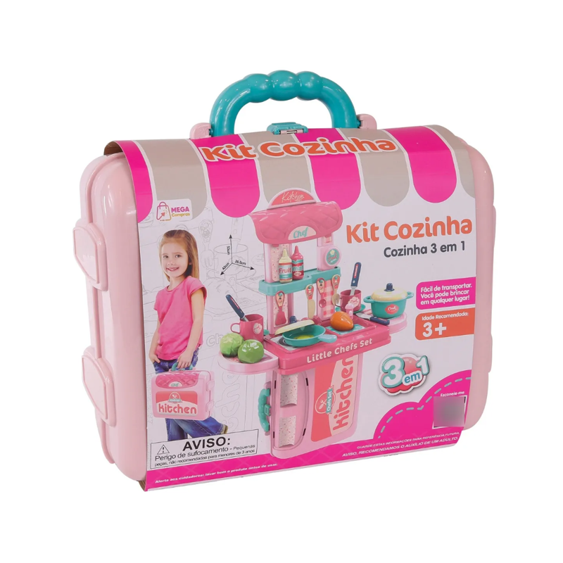 Kit Maleta Cozinha Infantil 3 Em 1 com 30 Peças - Shiny toys