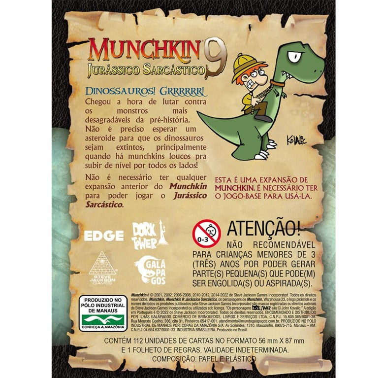 Jogo de Cartas Expansão Munchkin 9 Jurássico Sarcástico - Galápagos