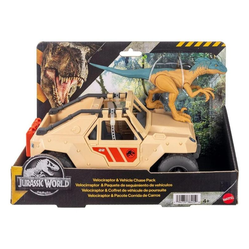 Boneco Velociraptor com Veículo Jurassic World - Mattel