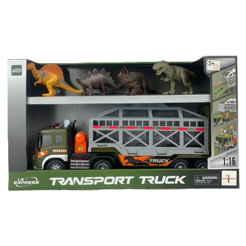 Caminhão Transporte de Dinossauro Fricção Luz e Som 1:16 - Brink Center