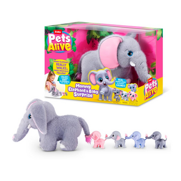 Pelúcia Pets Alive Mamãe e Bebê Elefante Surpresa - Candide
