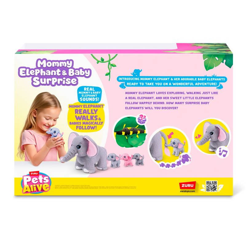 Pelúcia Pets Alive Mamãe e Bebê Elefante Surpresa - Candide