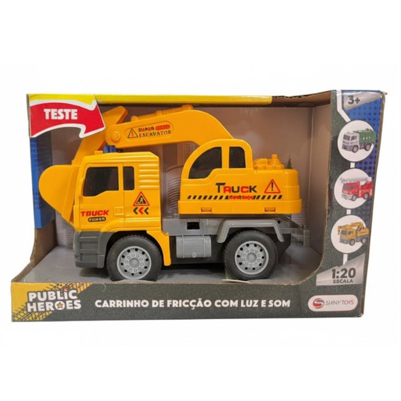 Caminhão Escavadeira com Luz e Som a Fricção - SHINY TOYS