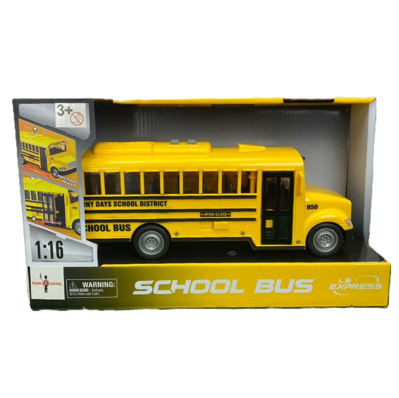 Ônibus Escolar Americano Fricção Luz e Som - Escala 1:16