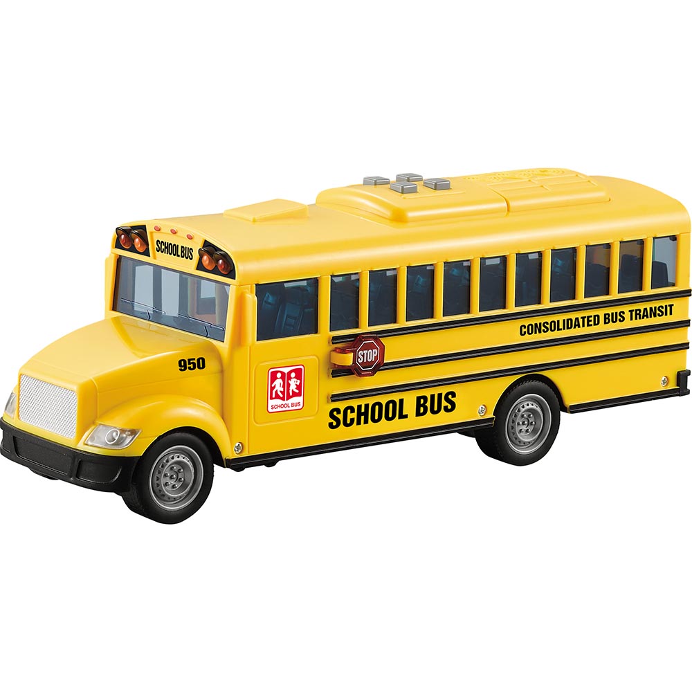 Ônibus Escolar Americano Fricção Luz e Som - Escala 1:16