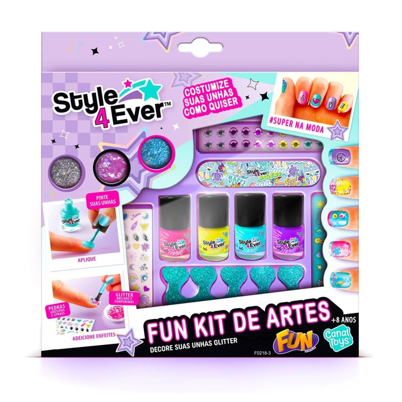 Kit de Artes Decore suas Unhas Glitter - Fun