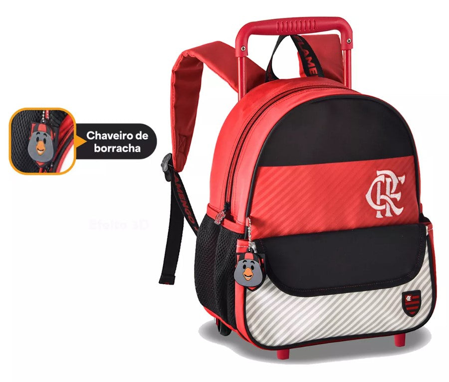 Kit Mochila Flamengo Rodinhas Infantil + Lancheira + Estojo