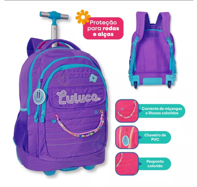 Mochila Carrinho Luluca Com Lancheira Térmica E Estojo Box
