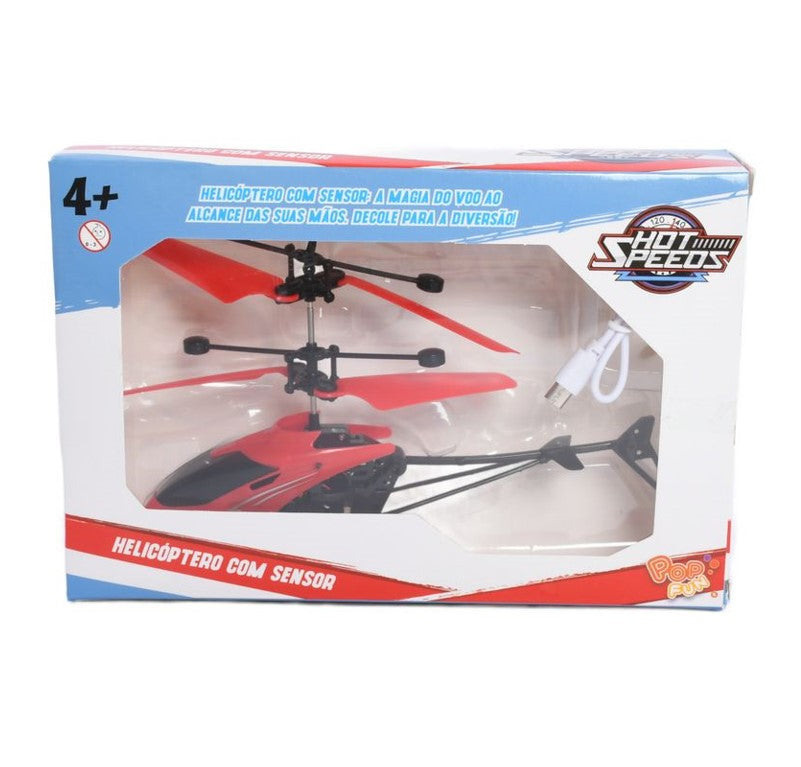 Helicóptero de Brinquedo com Sensor Recarregável Vermelho