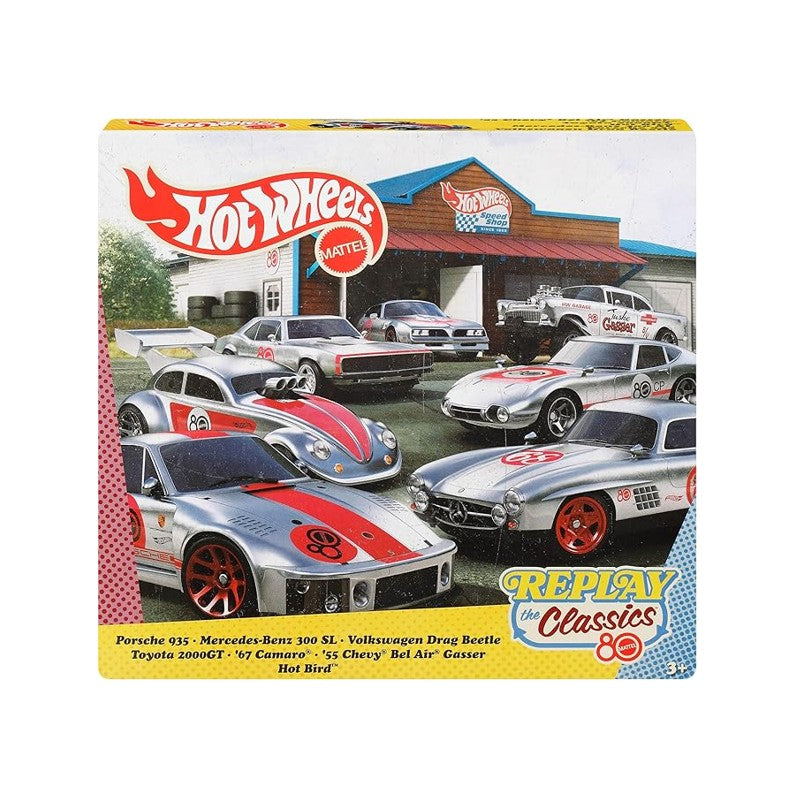 Caixa com 7 Hot Wheels 1:64 Silver Series 80 Anos - Mattel