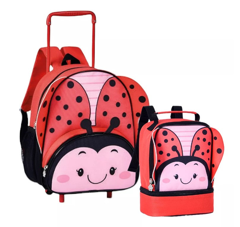 Kit Mochila De Rodinha + Lancheira Infantil Clio Pets Escola