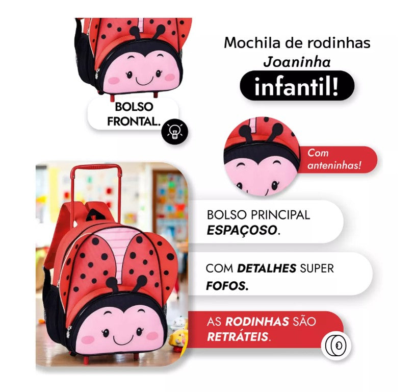 Kit Mochila De Rodinha + Lancheira Infantil Clio Pets Escola