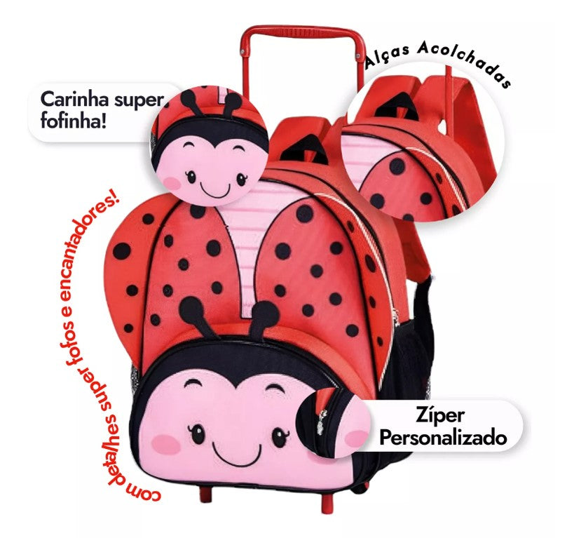 Kit Mochila De Rodinha + Lancheira Infantil Clio Pets Escola