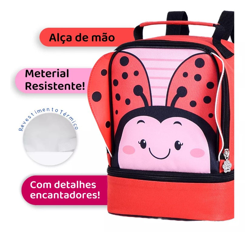 Kit Mochila De Rodinha + Lancheira Infantil Clio Pets Escola